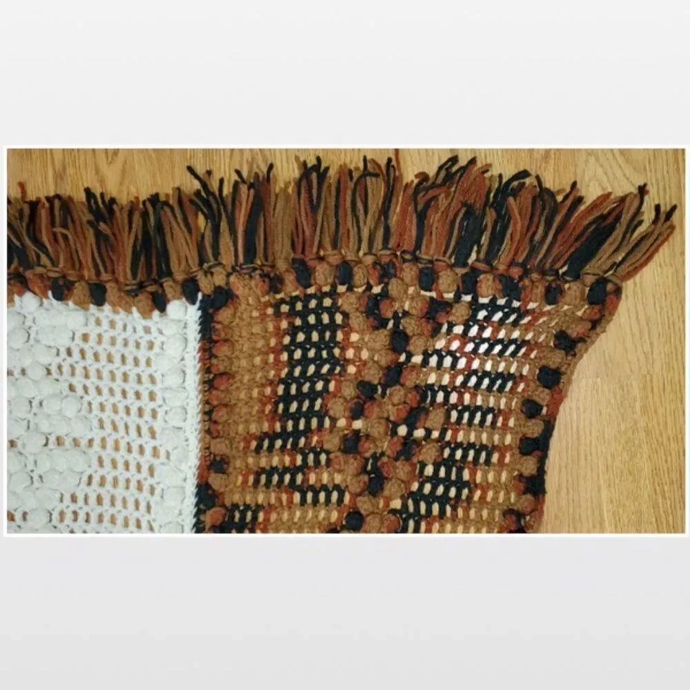 Vintage Hand Crochet Striped Blanket Home